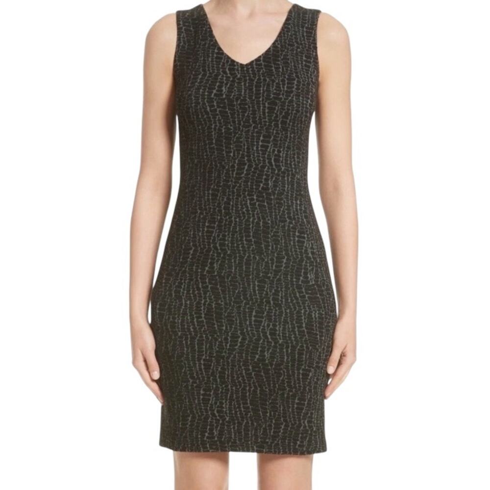 Armani Collezioni Snake Print Brown Cream Cotton Wool Blend Sheath Dress Size 6